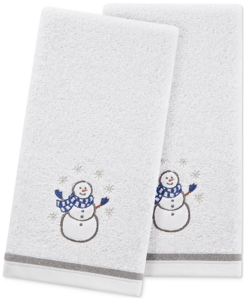 Decor Studio Holiday Snowman Turkish Cotton 2-Pc. Hand Towel Set, 16" x 28"