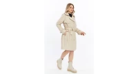 Furniq Uk Women's Genuine Leather Trench Coat, Beige
