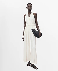 Mango Women's Belted Halter Neck Jumpsuit