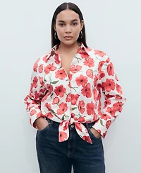 Mango Women's Floral-Print Poplin Shirt