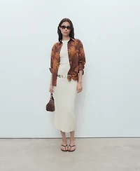 Mango Women's Palm Print Cotton Shirt