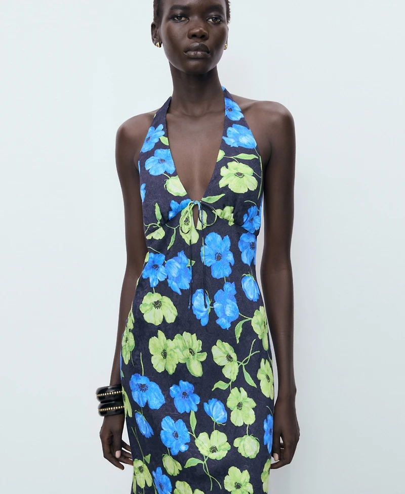 Mango Women's Long Floral-Print Dress