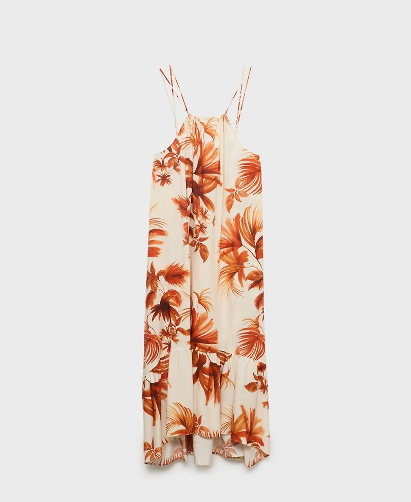 Mango Women's Palm Print Halter Dress