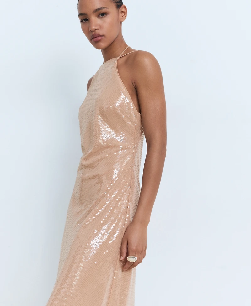 Mango Women's Sequined Halter Neck Dress