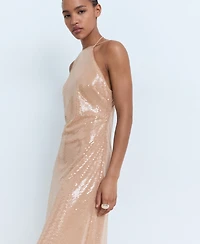 Mango Women's Sequined Halter Neck Dress