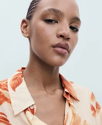 Mango Women's Palm Tree Print Three-Quarter Sleeve Blouse