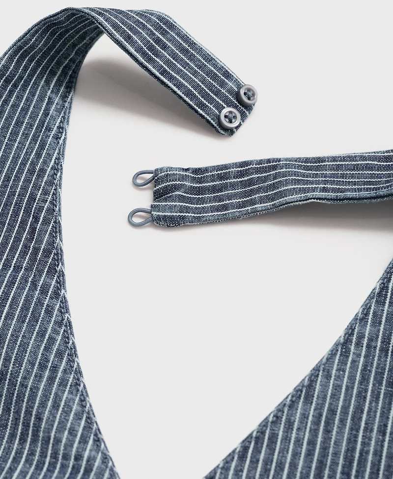 Mango Women's Striped Crossover Denim Top