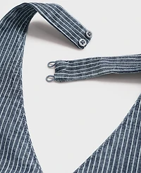 Mango Women's Striped Crossover Denim Top