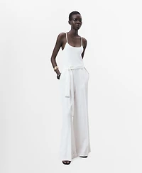 Mango Women's Belted Long Lyocell Jumpsuit
