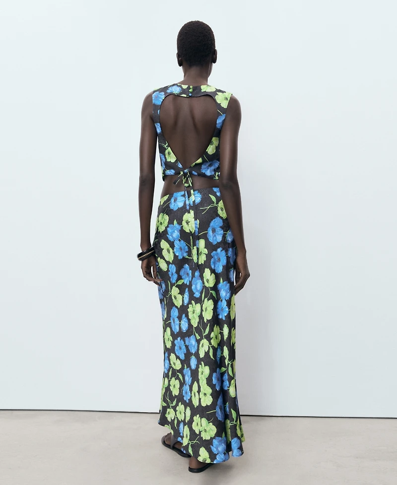 Mango Women's Floral-Print Long Skirt