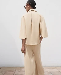Mango Women's Oversized Three-Quarter Sleeve Shirt