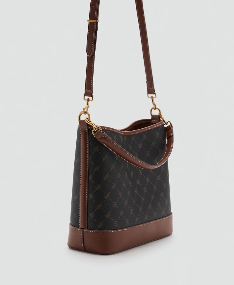 Mango Women's Large Contrast Print Bucket Bag
