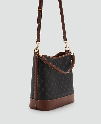 Mango Women's Large Contrast Print Bucket Bag