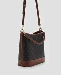 Mango Women's Large Contrast Print Bucket Bag