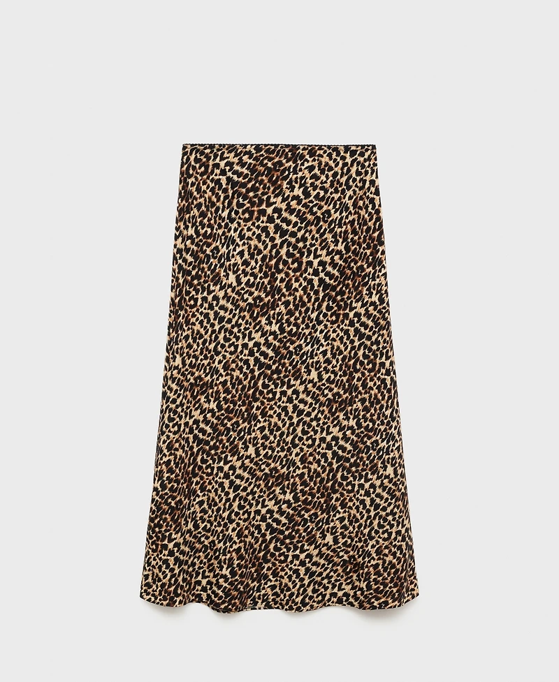Mango Women's Animal-Print Midi-Skirt