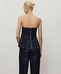 Mango Women's Denim Peplum Top