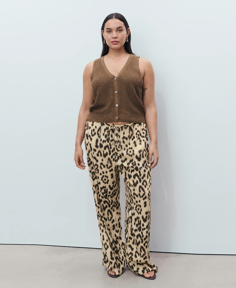 Mango Women's Fluid Animal- Print Pants