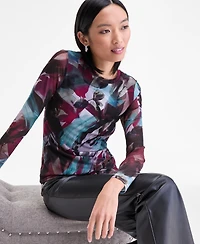 I.n.c. International Concepts Women's Printed Mesh Long-Sleeve Top, Macy's Exclusive