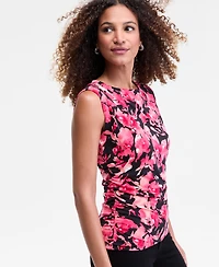 I.n.c. International Concepts Women's Pleated-Shoulder Sleeveless Ruched Top, Macy's Exclusive