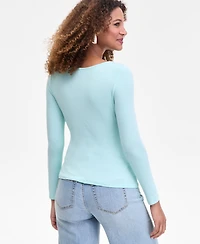 I.n.c. International Concepts Women's Shirred-Front Long-Sleeve Top, Macy's Exclusive