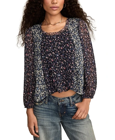 Lucky Brand Women's Print Mix Swing Top