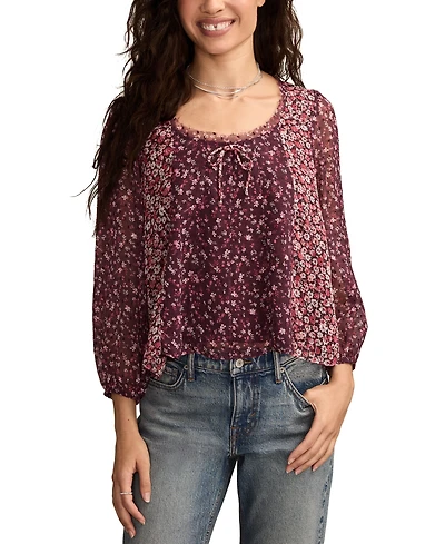 Lucky Brand Women's Print Mix Swing Top