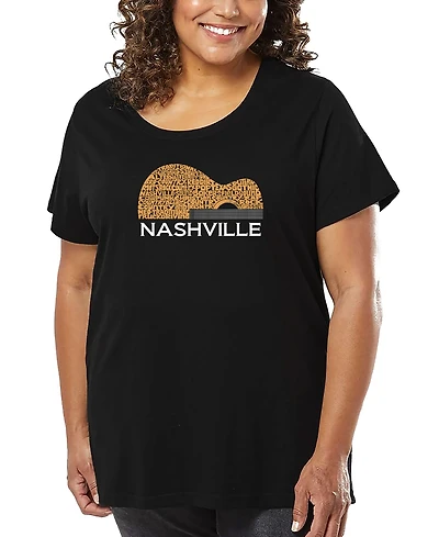 La Pop Art Plus Nashville Guitar Word T-Shirt