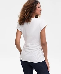 I.n.c. International Concepts Women's Cotton Twist-Front Cap-Sleeve Top, Macy's Exclusive