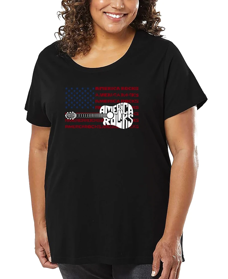 La Pop Art Plus America Rocks Word T-Shirt