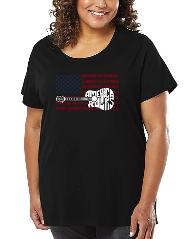 La Pop Art Plus America Rocks Word T-Shirt