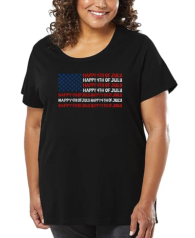 La Pop Art Plus Happy 4th of July Word T-Shirt