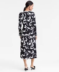 I.n.c. International Concepts Women's Drawstring-Front V-Neck Midi Dress, Macy's Exclusive