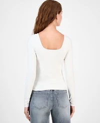 Madden Girl Juniors' Square-Neck Double-Layer Long-Sleeve