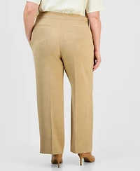 Kasper Plus High Rise Wide-Leg Crepe Pants