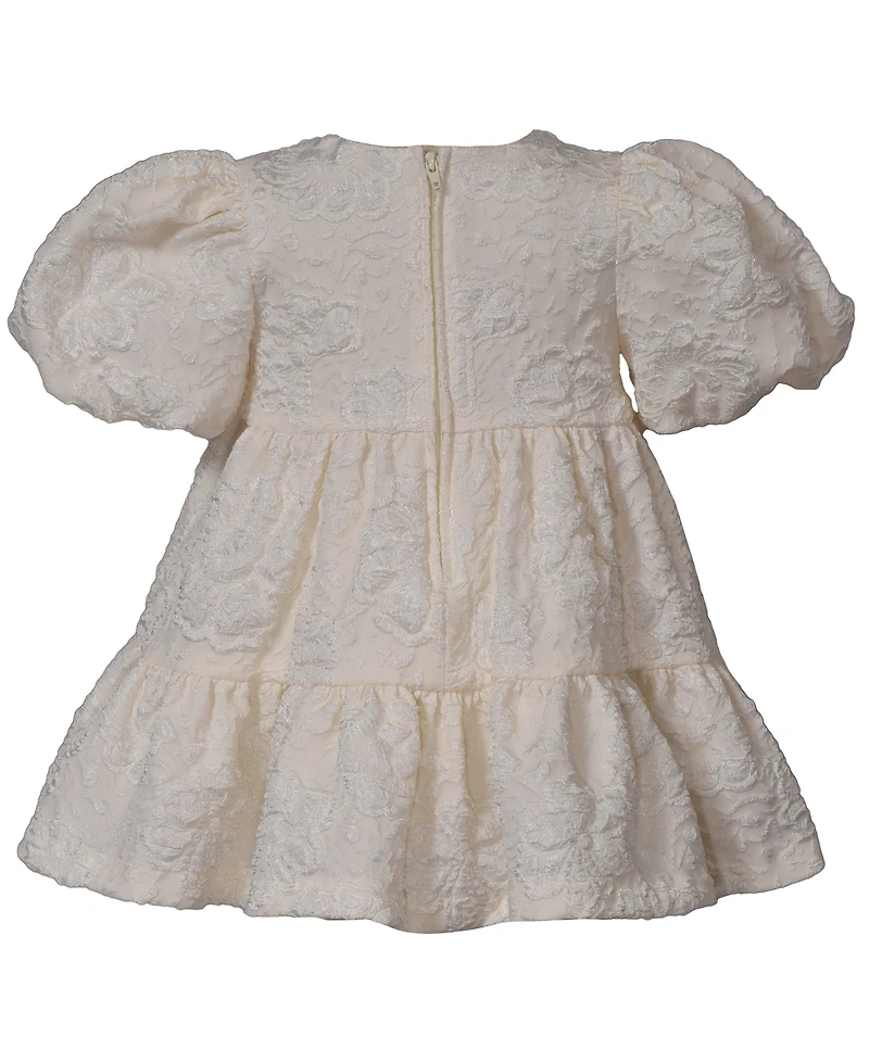 Bonnie Baby Girls Bow Detail Jacquard Dress
