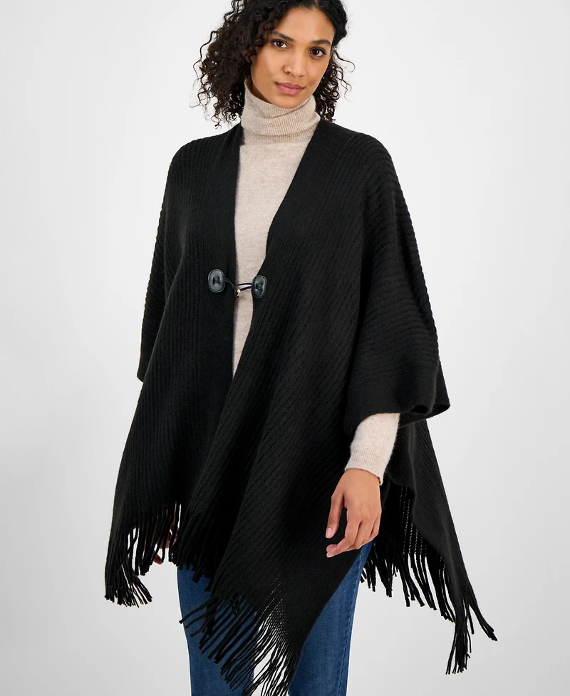 Style & Co Solid Ribbed Toggle Topper, Macy's Exclusive
