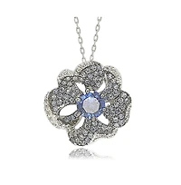 Suzy Levian New York Sterling Silver Sapphire & Created White Whimsical Flower Pendant