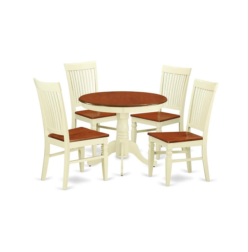 East West Furniture Dining Room Set Buttermilk & Cherry