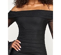 Katia Rae Juniors' Off-Shoulder Long Sleeve Bodycon Dress