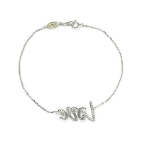 Suzy Levian New York Sterling Silver Sapphire & Created White Love Script Bracelet