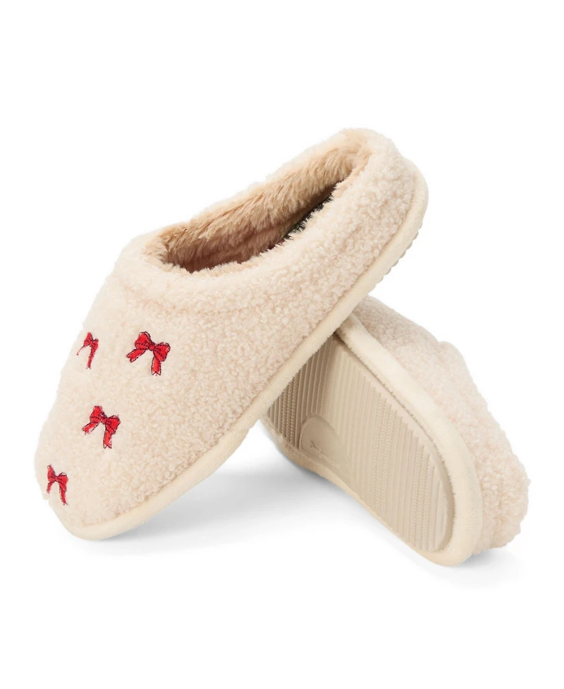 Dearfoams Women's Holiday Novelty Red Bows Clog Slipper