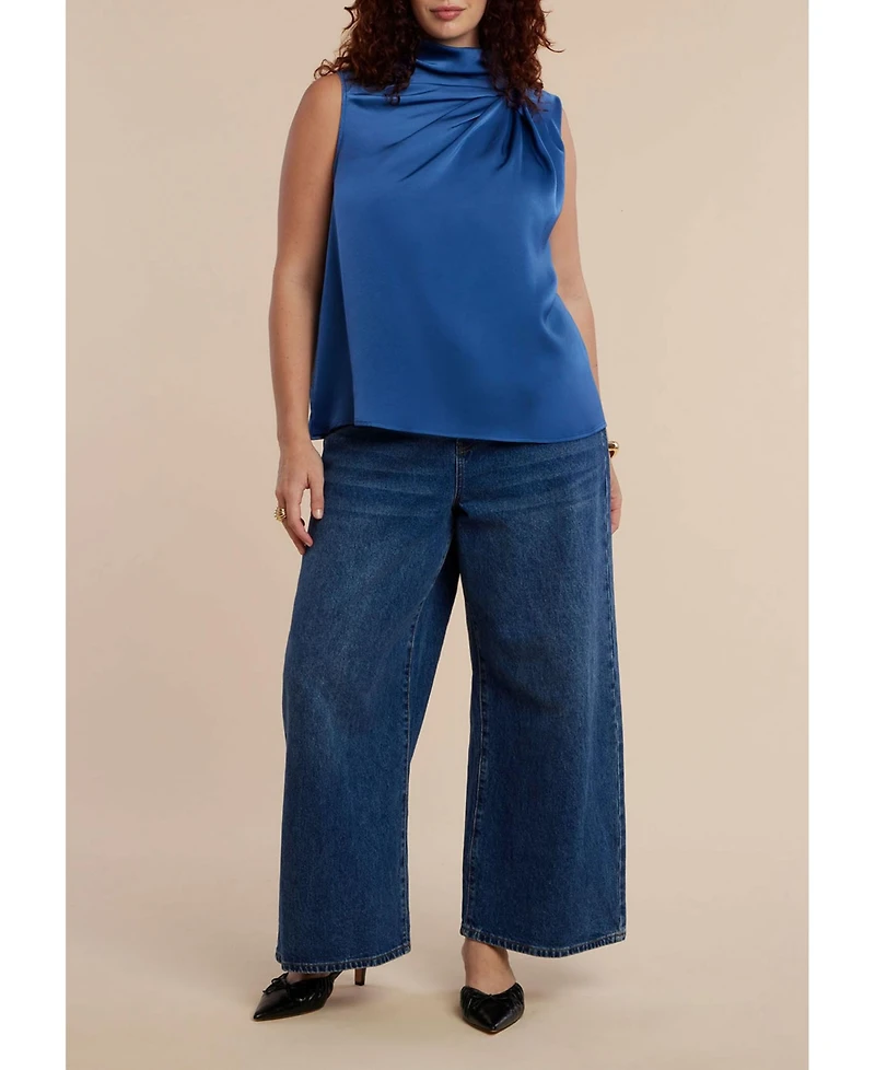 Eloquii Women's Asym Draped Top