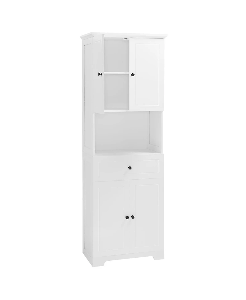 Casainc Tall Bathroom Cabinet with Four Doors, Large Storage Space & Open Shelves