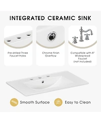 Casainc 30" Bathroom Vanity with Sink Top, Cabinet with Door and Two Drawers, Solid Wood Frame, One Package