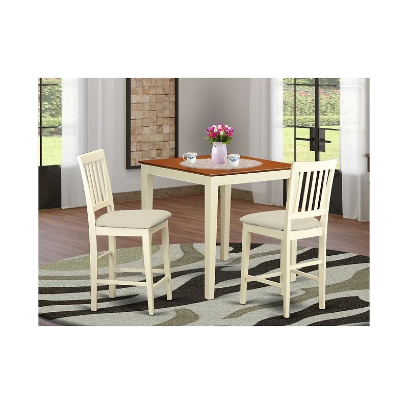 East West Furniture 3 Pc counter height Table and chair set-pub Table and 2 Kitchen bar stool