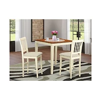 East West Furniture 3 Pc counter height Table and chair set-pub Table and 2 Kitchen bar stool
