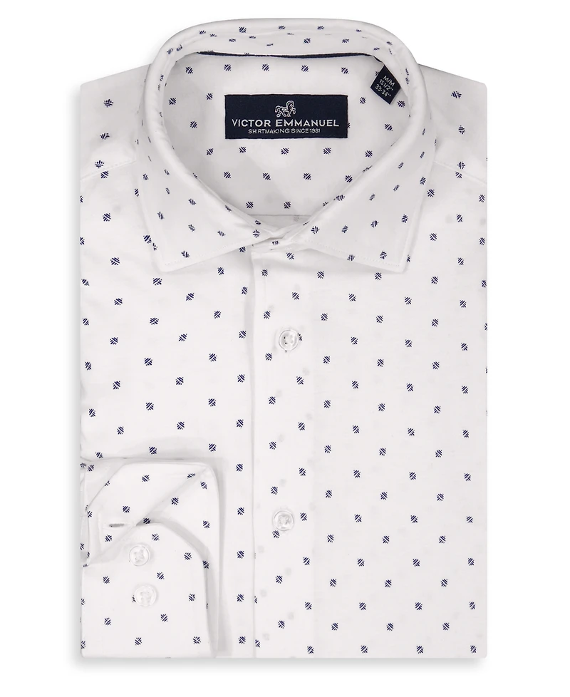 Victor Emmanuel Men's Geometric Print Cotton Knit Dress Shirt