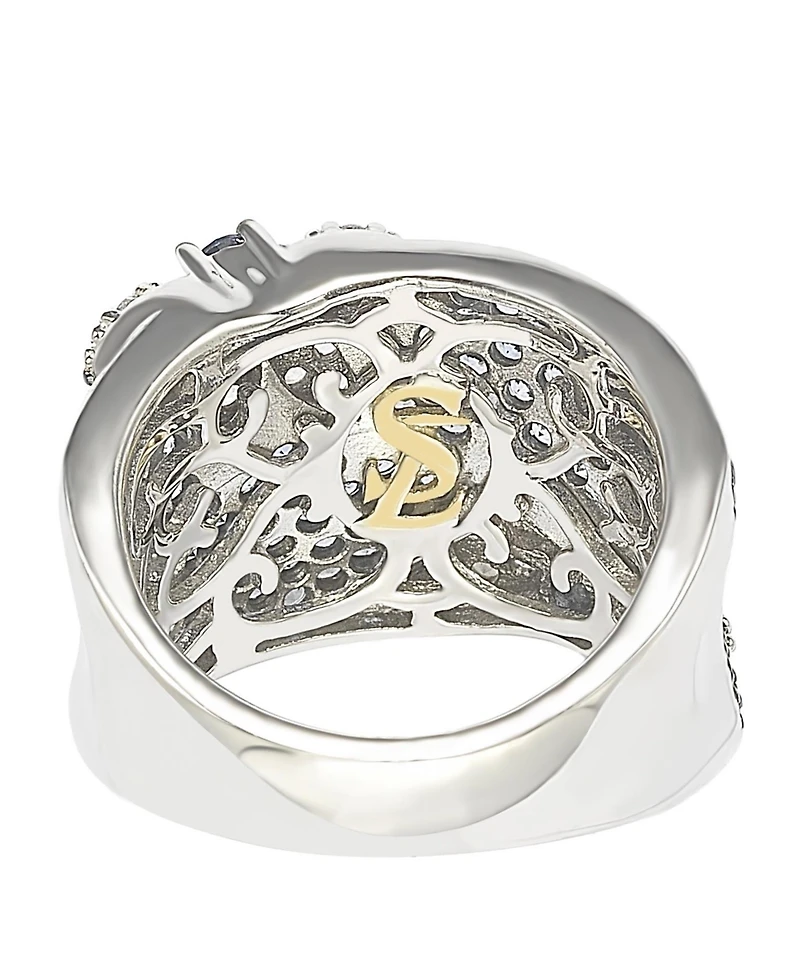 Suzy Levian New York Suzy Levian Sterling Silver Sapphire & Created White Sapphire Floral Ring