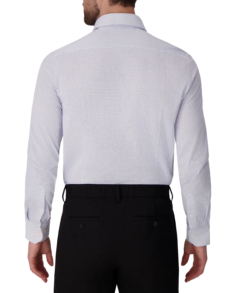 Victor Emmanuel Men's Geometric Print Spread Collar Dress Shirt