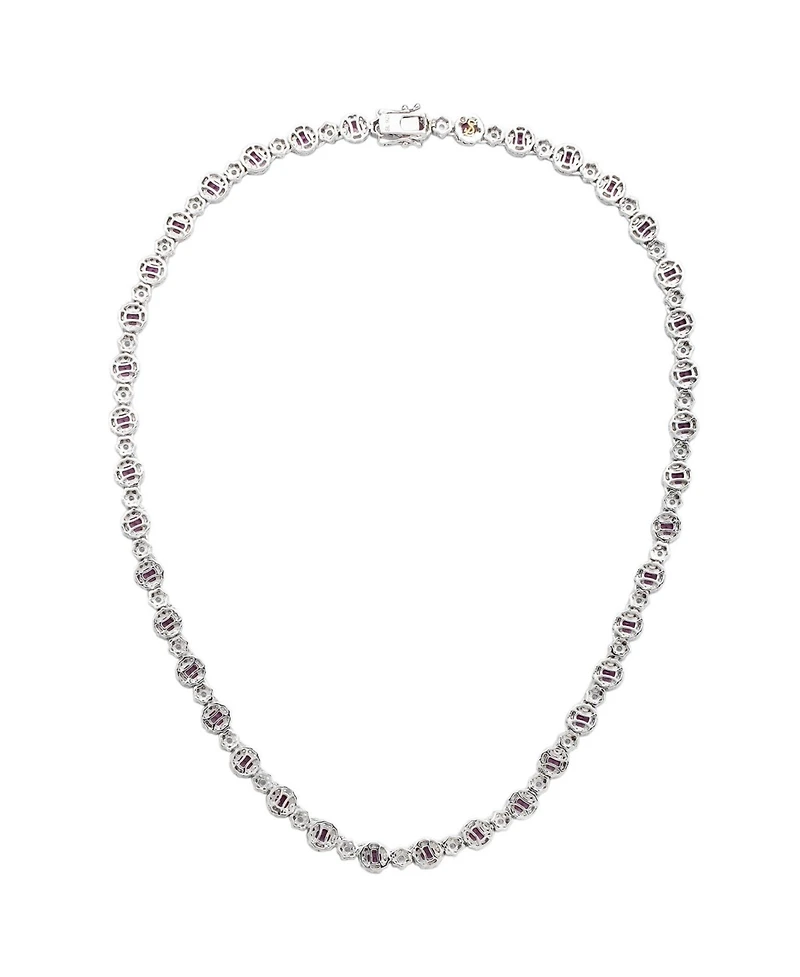 Suzy Levian New York Suzy Levian Sterling Silver Sapphire & Created White Sapphire Tennis Necklace